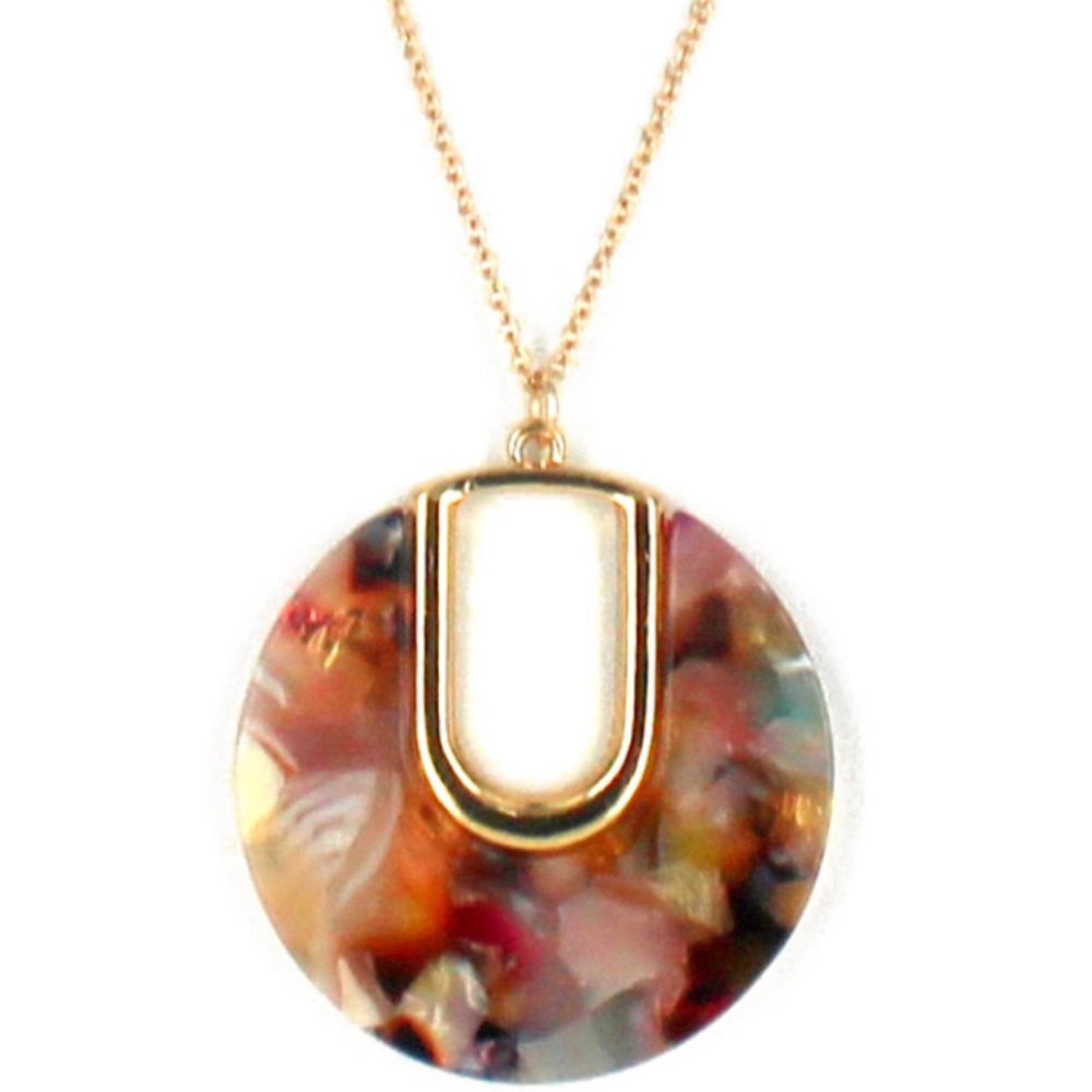 Brand New Multicolored Resin Gold Chain Necklace - Picture 2 of 3